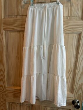 See You Monday White Tiered Maxi Skirt